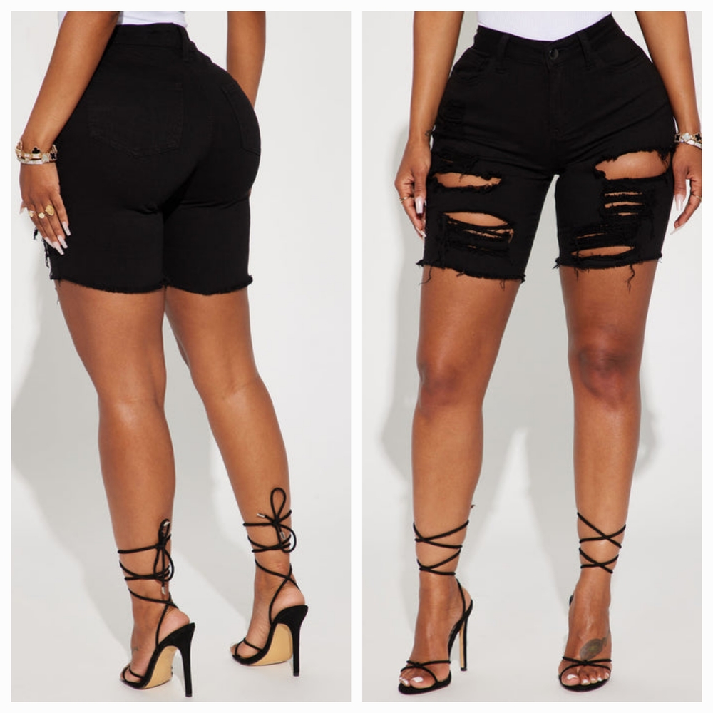 Fashion Nova Gone Fishing Shorts - Black